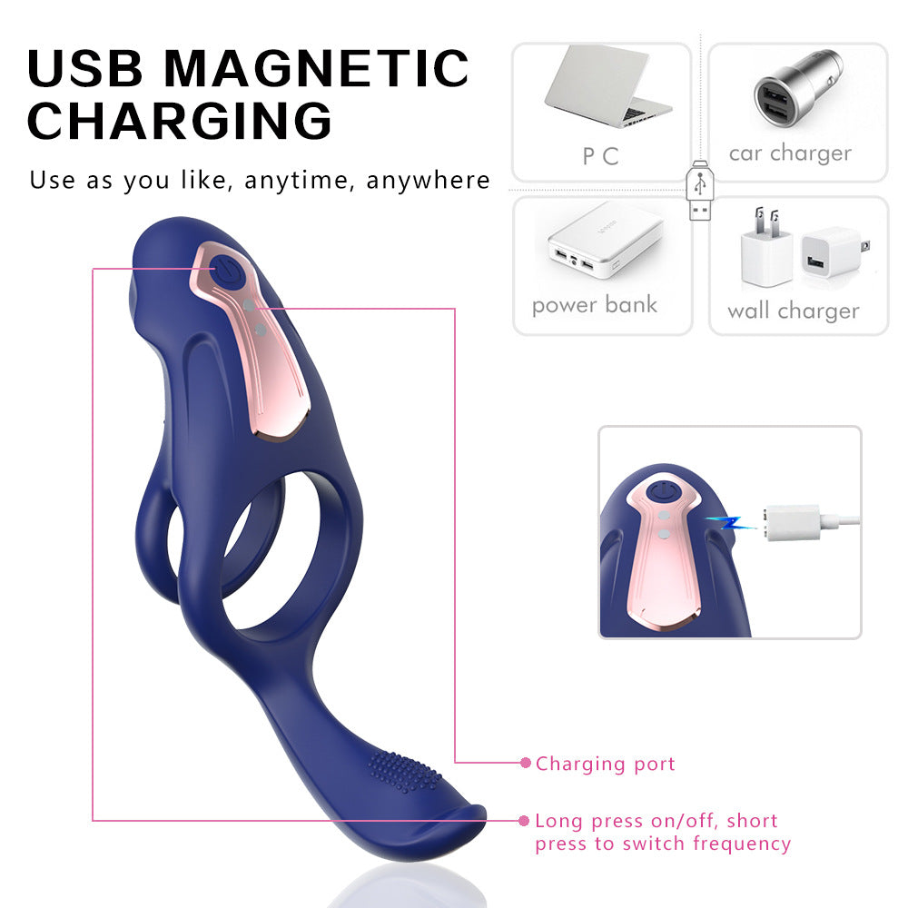 3 DE 1 Masseurs de Prostate Vibrant mit Anneau Pénien und Silicone Bleu