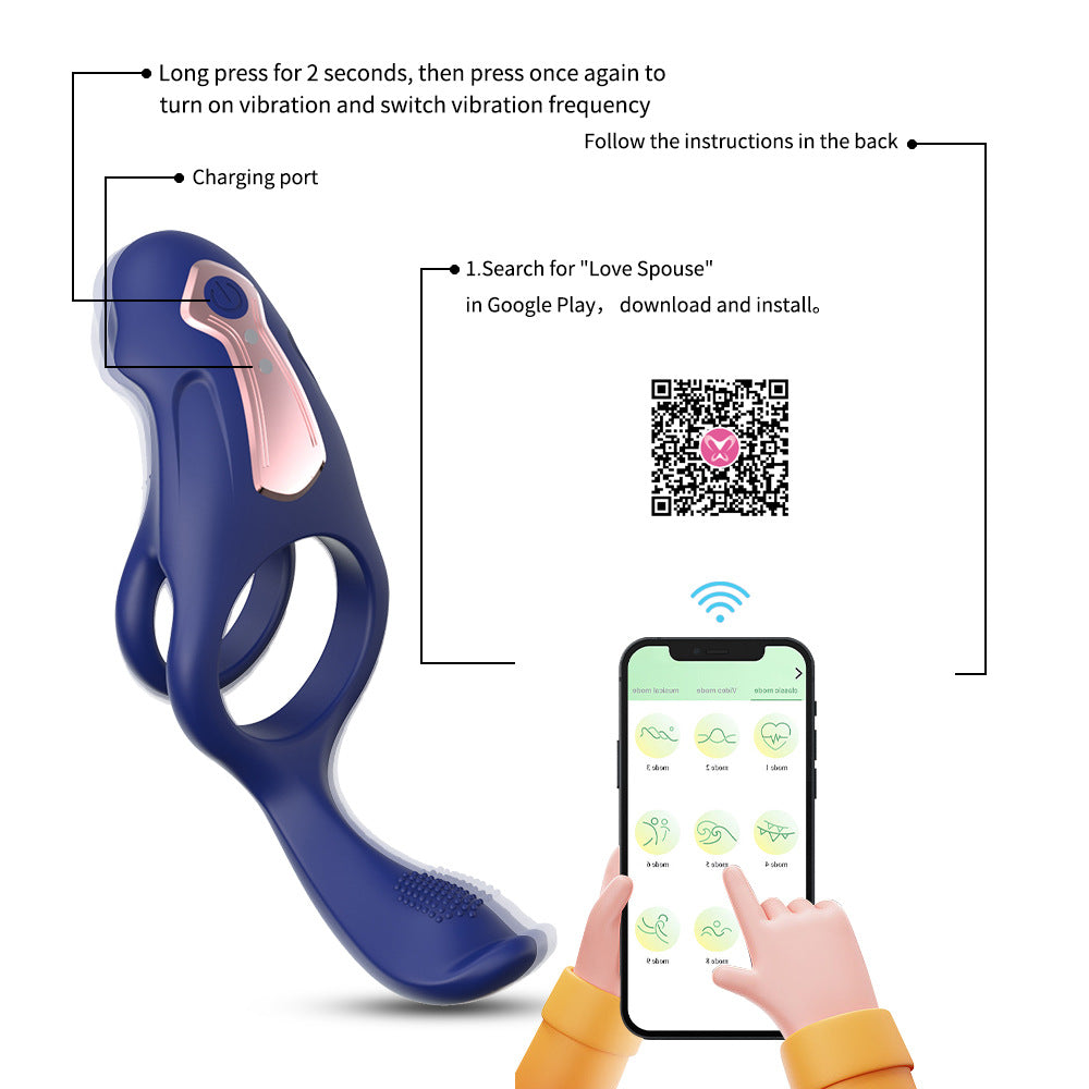 3 DE 1 Masseurs de Prostate Vibrant mit Anneau Pénien und Silicone Bleu