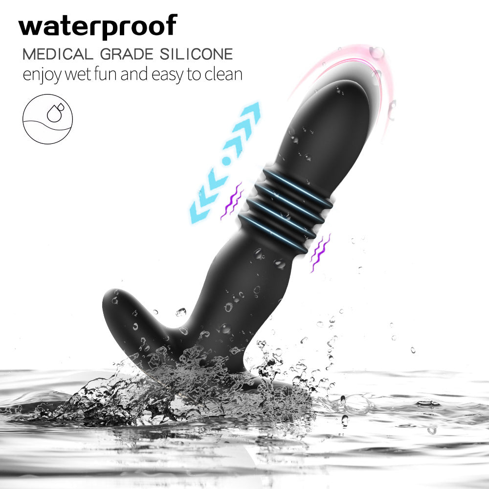 Thrusting Vibrating Silicone Butt Plug - Remote control silicone vibration - Anal plug