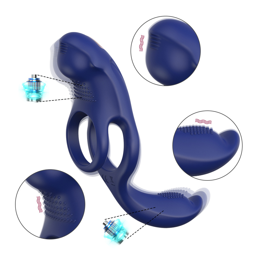 3 DE 1 Masseurs de Prostate Vibrant mit Anneau Pénien und Silicone Bleu