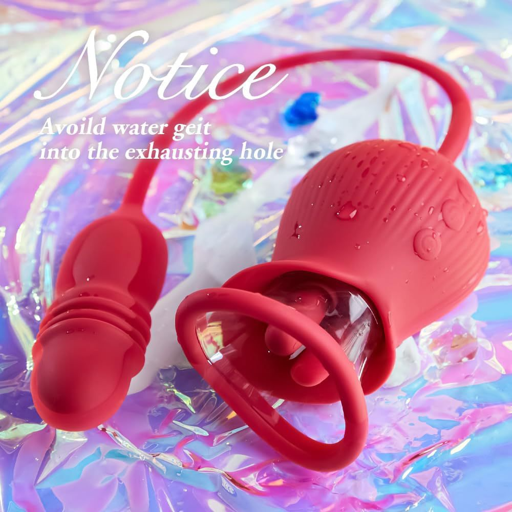 Rose Vibrating Massager and Clitoral Stimulator - 2-in-1 Vibrating Nipple Sucker for Women - G-Spot Vibrators - Erotic Sexual Toys for Couples