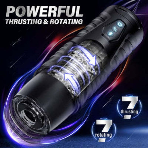 360° Rotating Male Masturbator - Hands-Free with Suction and Vibration Modes - Automatic - In and Out Motion