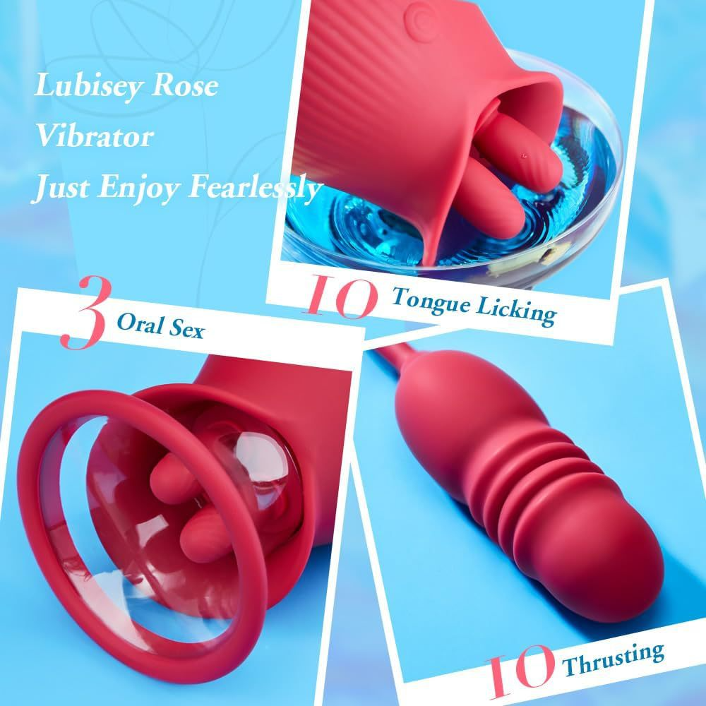 Rose Vibrating Massager and Clitoral Stimulator - 2-in-1 Vibrating Nipple Sucker for Women - G-Spot Vibrators - Erotic Sexual Toys for Couples