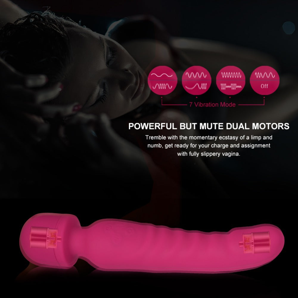 Chauffage Vibromasseur 22 cm 2-Wege-Stab Vibro Masseur ohne Filter mit 7 ultra-leistungsstarken Vibrationsmodi – 2 Motoren Masseur für therapeutisches Personal – Wiederaufladbar über USB