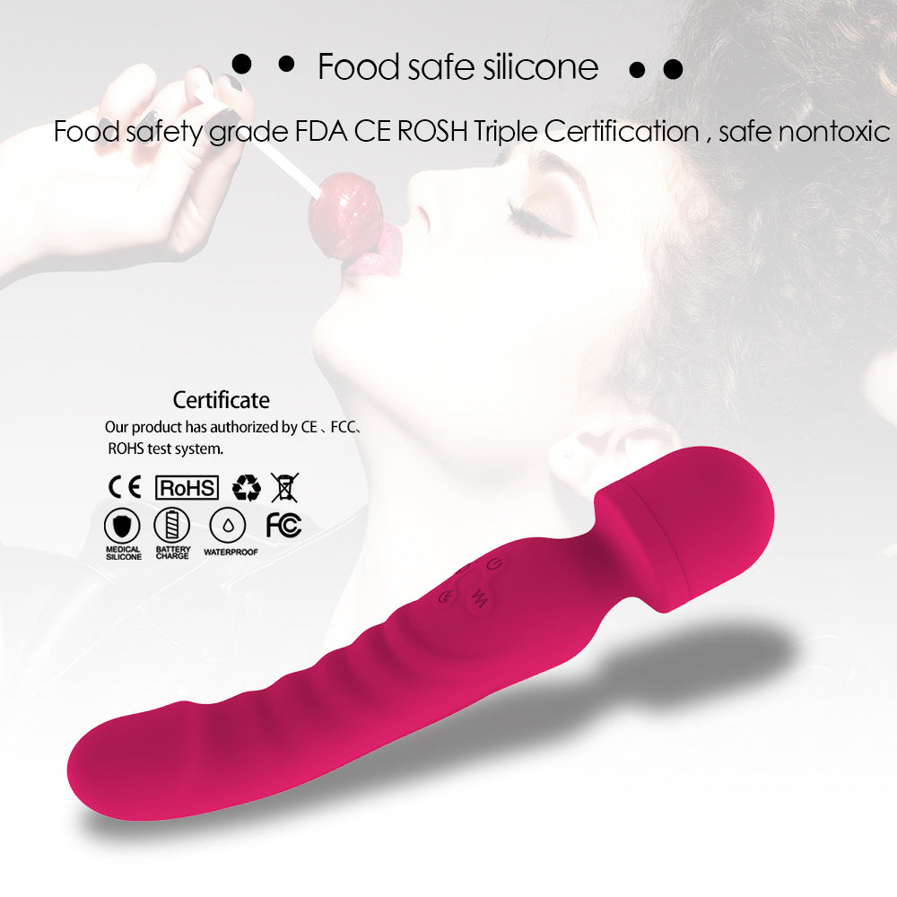 Chauffage Vibromasseur 22 cm 2-Wege-Stab Vibro Masseur ohne Filter mit 7 ultra-leistungsstarken Vibrationsmodi – 2 Motoren Masseur für therapeutisches Personal – Wiederaufladbar über USB