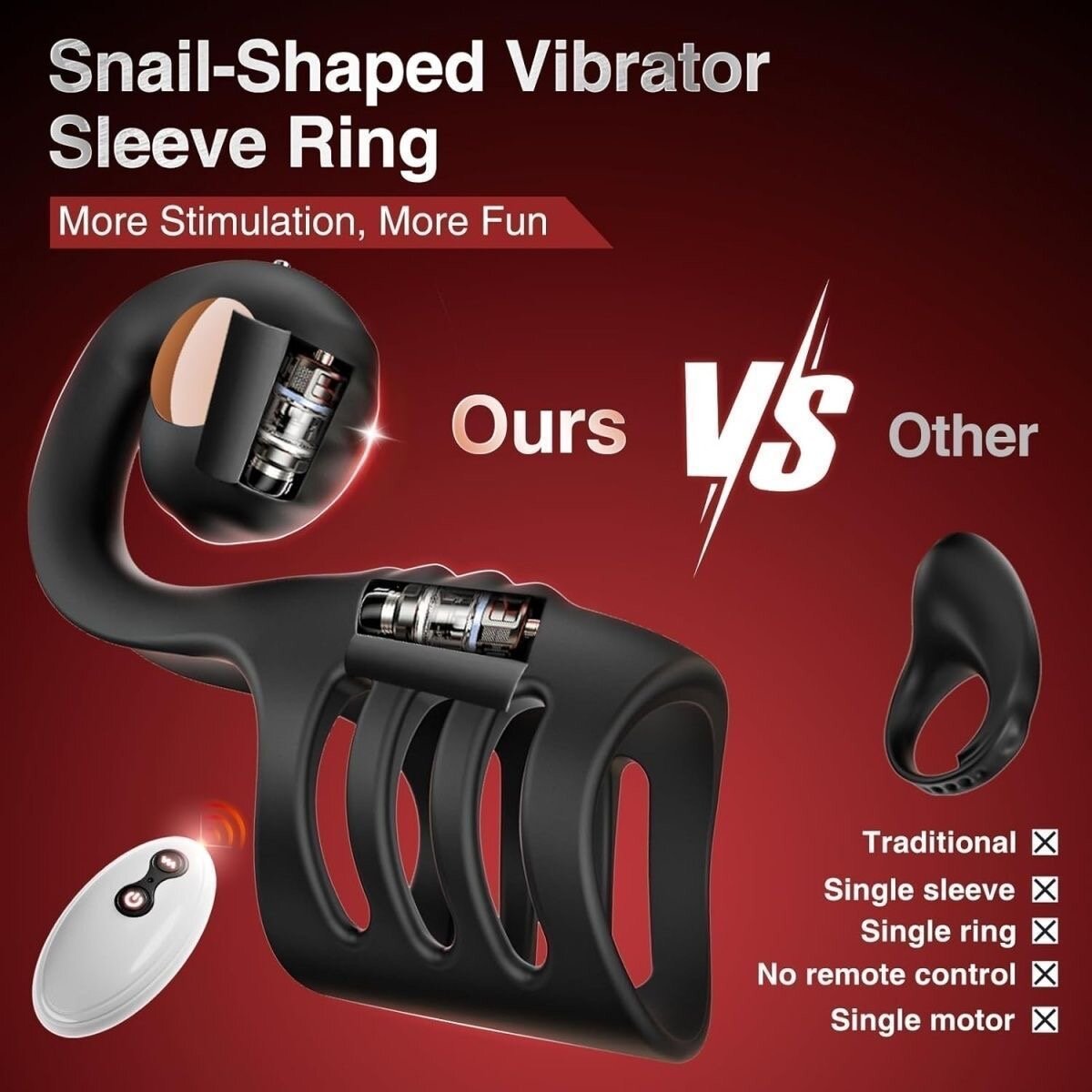 Vibrating Cock Ring Sleeve with Snail-Shaped Vibrator Male Snail Armor Sex Toy