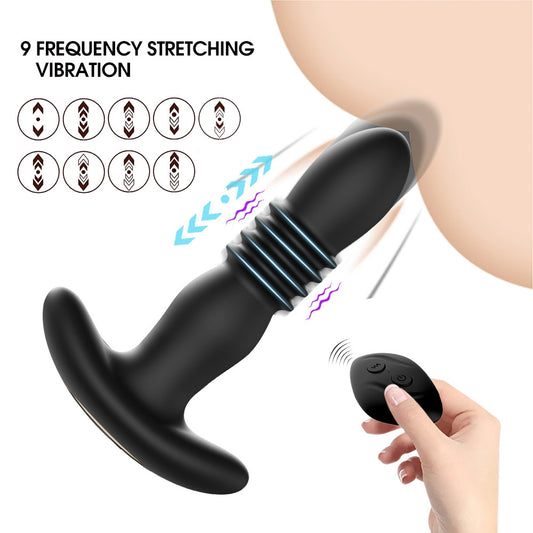 Thrusting Vibrating Silicone Butt Plug - Remote control silicone vibration - Anal plug