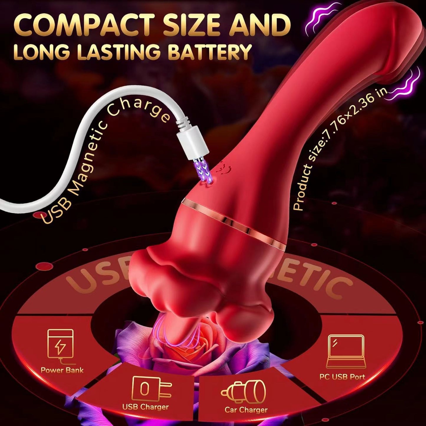 Rose Sex Toy Clitoral Vibe Vibrating Dildo Adult Toy for Women