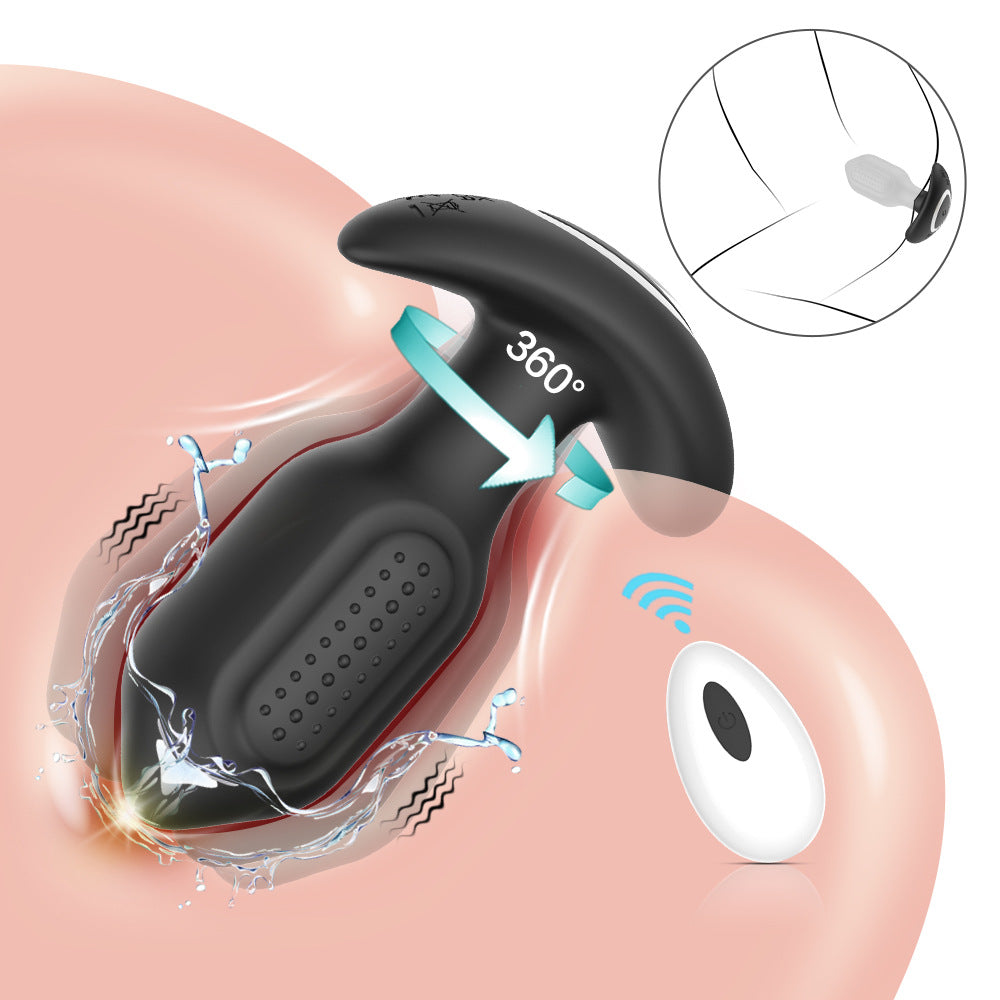360° Rotating Vibrating Butt Plug Remote Control - Black