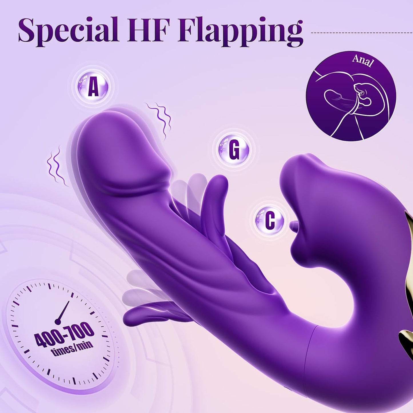 G-Spot Vibrator with 7 Flapping 7 Vibrating 5 Licking & Sucking