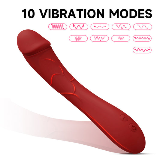 G Spot Vibrator Silicone Dildo - RED