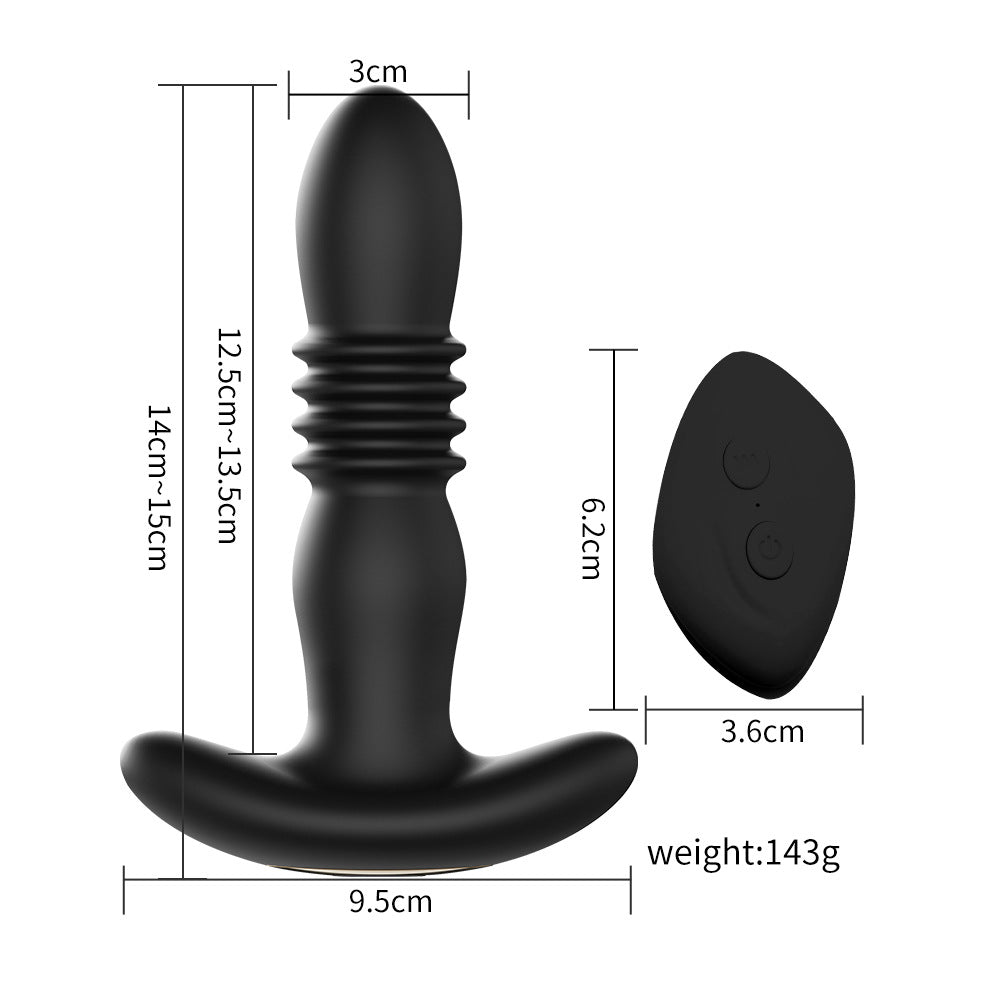 Thrusting Vibrating Silicone Butt Plug - Remote control silicone vibration - Anal plug