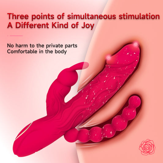 S-Hande Rabbit Vibrator With Beads Anal Plug Triple Motor Vibration