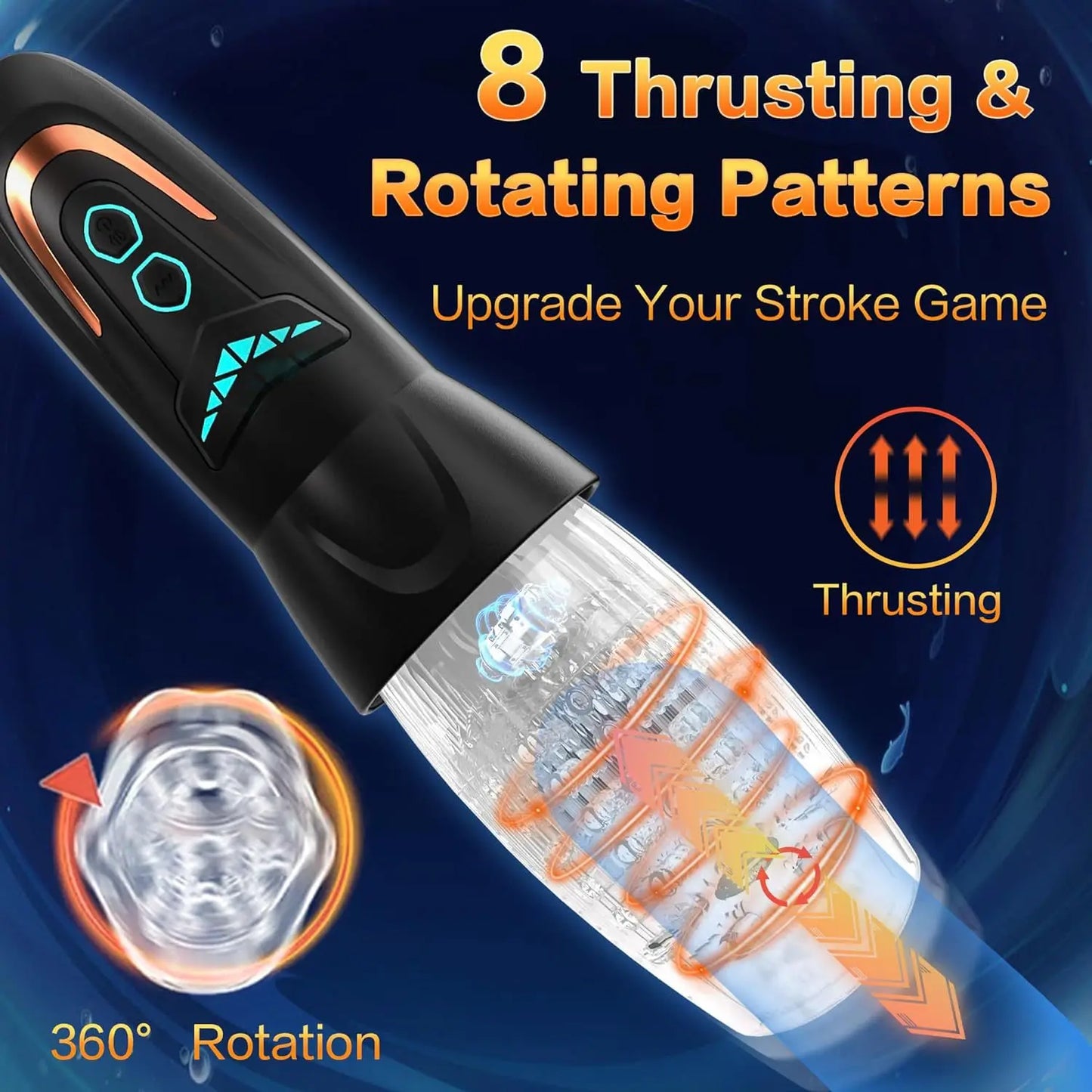 Automatischer männlicher Masturbator, Sexspielzeug, 5 Stoß- und Rotationsfunktionen und 10 Vibrationsfunktionen, elektrische Taschenmuschi-Streichelmaschine für Männer