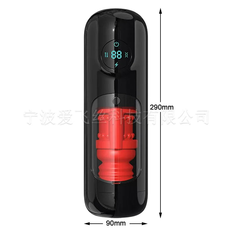 Masturbator Adult Toys Male Pussy, 8 Vibrating & 8 Thrusting LCD Display, Penis Pump