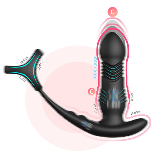 3 DE 1 Masseurs de Prostate Vibrant mit Anneau Pénien – Vibrator Anal Télécommande – Schwarz