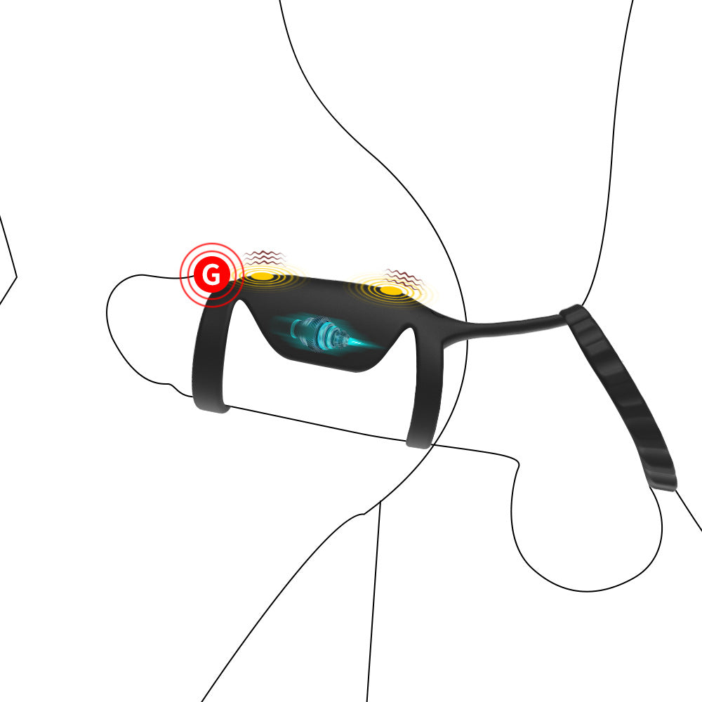 Vibrating Penis Ring - 10 Modes & 3 Elastic Cock Rings - Black