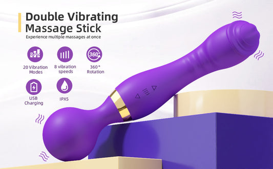Vibromasseur 22 cm, 2-Wege-Stab, vibrierender Masseur ohne Filter, mit 20 ultra-leistungsfähigen Fitnessmodi – 8 Massagetherapeuten – wiederaufladbar über USB