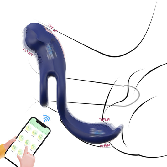3 DE 1 Masseurs de Prostate Vibrant mit Anneau Pénien und Silicone Bleu