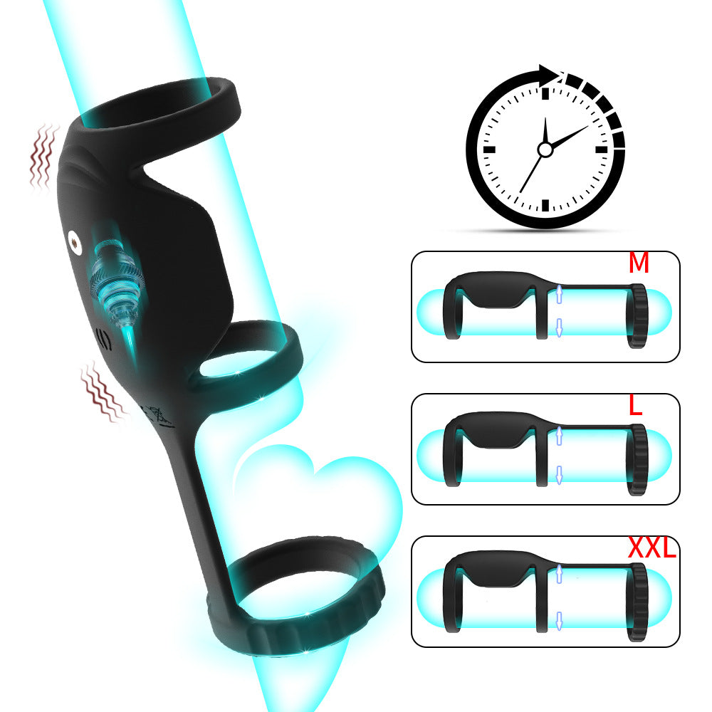 Vibrating Penis Ring - 10 Modes & 3 Elastic Cock Rings - Black