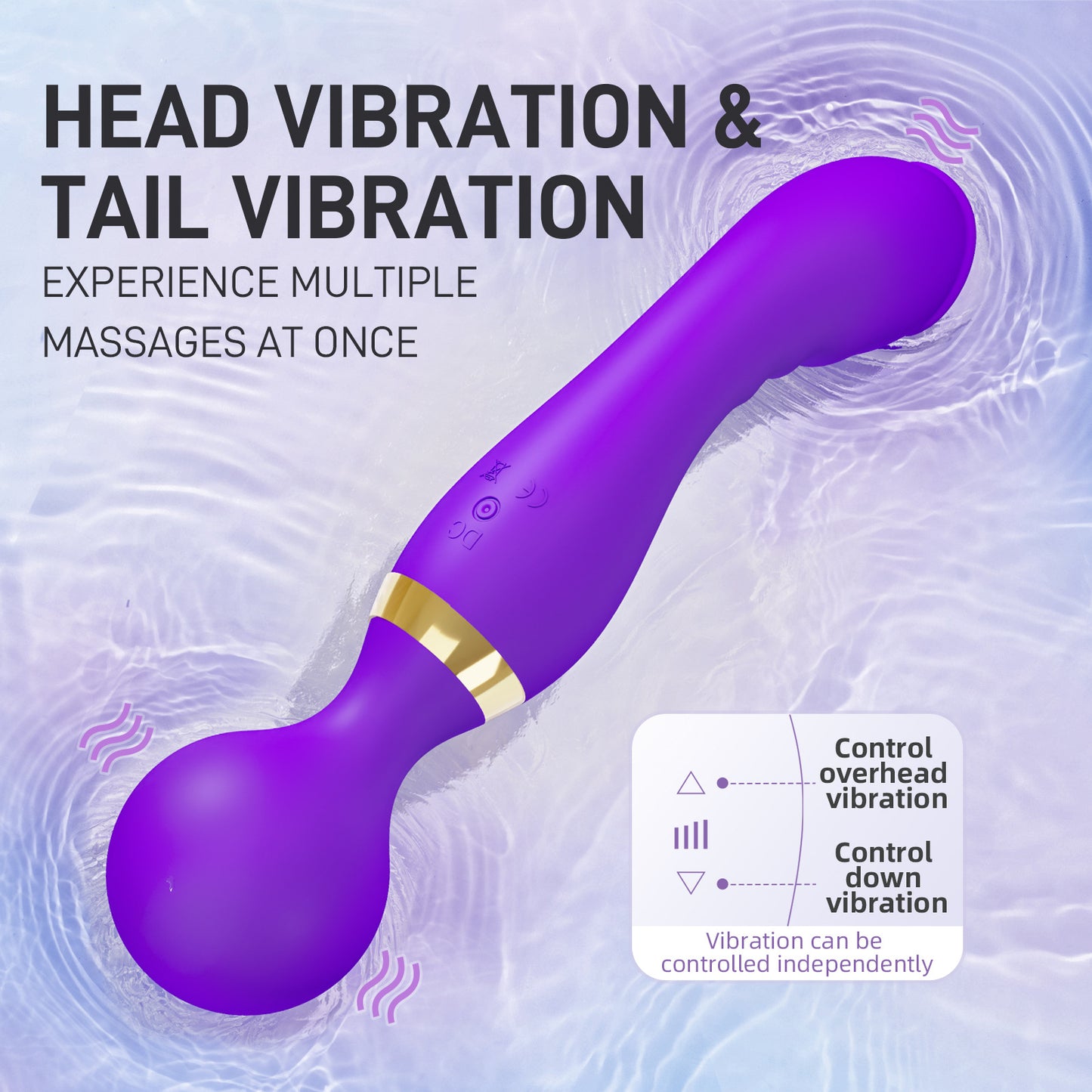 Vibromasseur 22cm 2-Way Wand Vibro Masseur sans fil avec 20 modes de vitesses ultra-puissantes - 8 Vitesses Masseur thérapeutique personnel - Rechargeable par USB