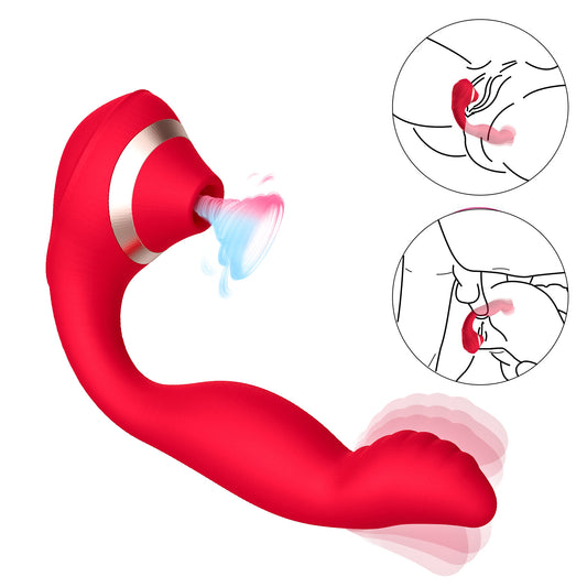 Vibromasseur 22CM – Klitoris-Stimulator – Biegsamer Vibromasseur mit doppelter Extremität, pulsierenden Wellen und Luftwellen
