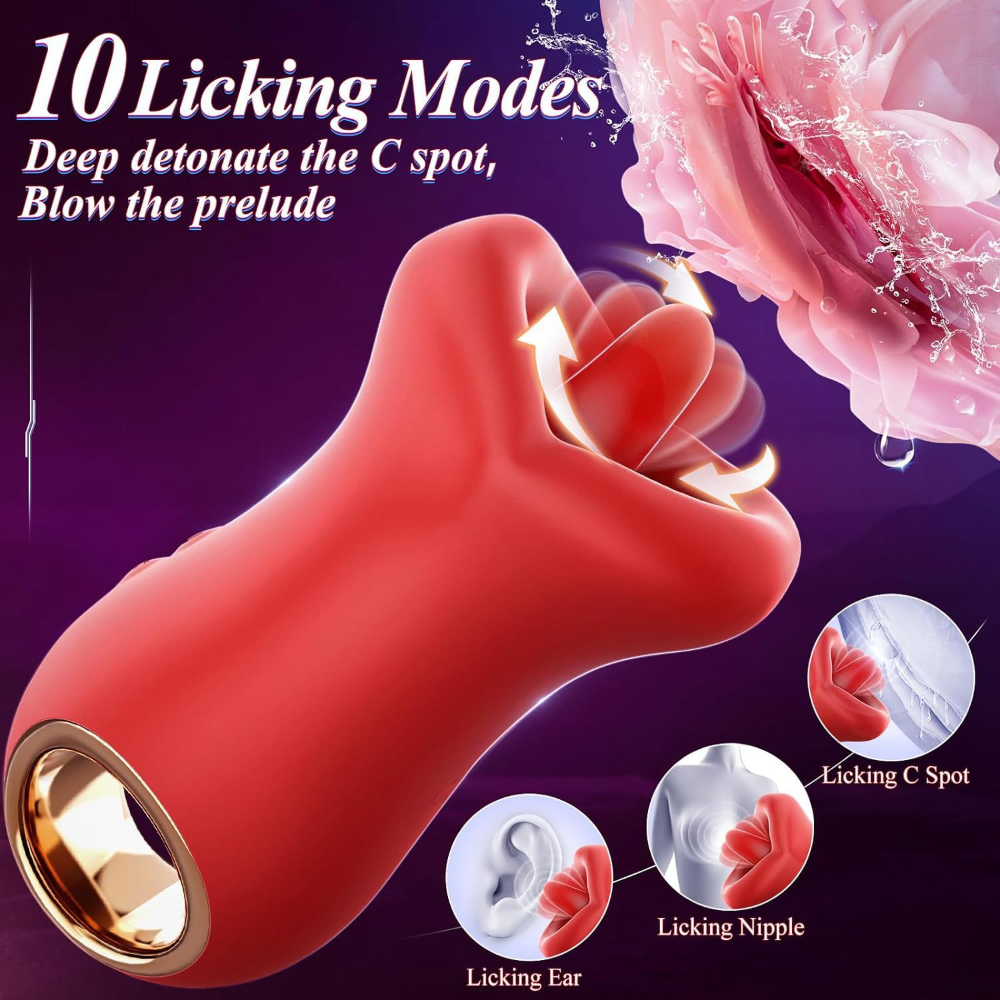 Powerful Clitoral Stimulator for Women with 10 Lick Patterns and Rotation