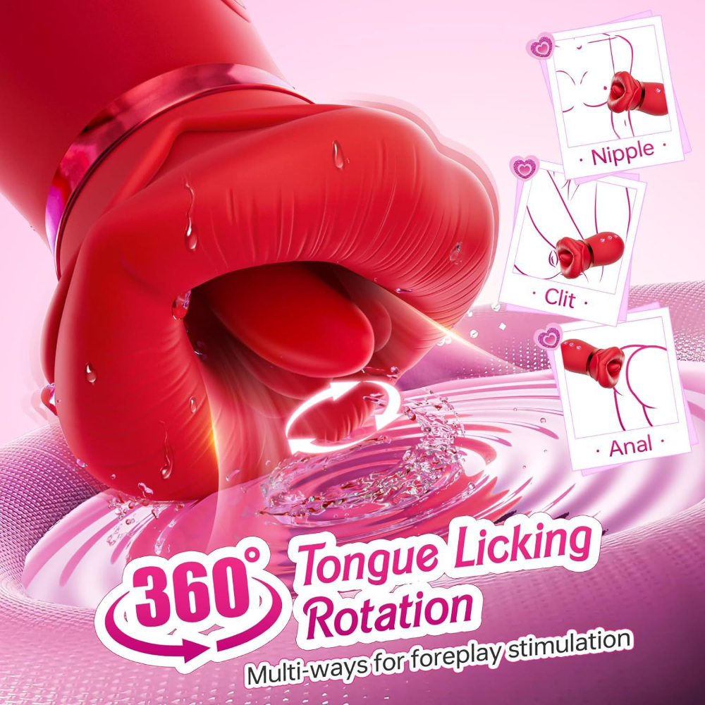Vibromasseurs Femme-Stimulateur Clitoridien Puissant-10 Lécher la Langue 360 ​​Rotation-Gode Vibro Jouet Sexualité