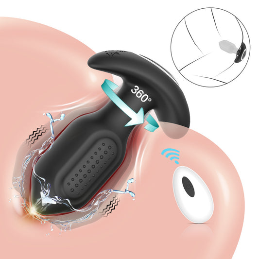 360° Rotating Vibrating Butt Plug Remote Control - Black
