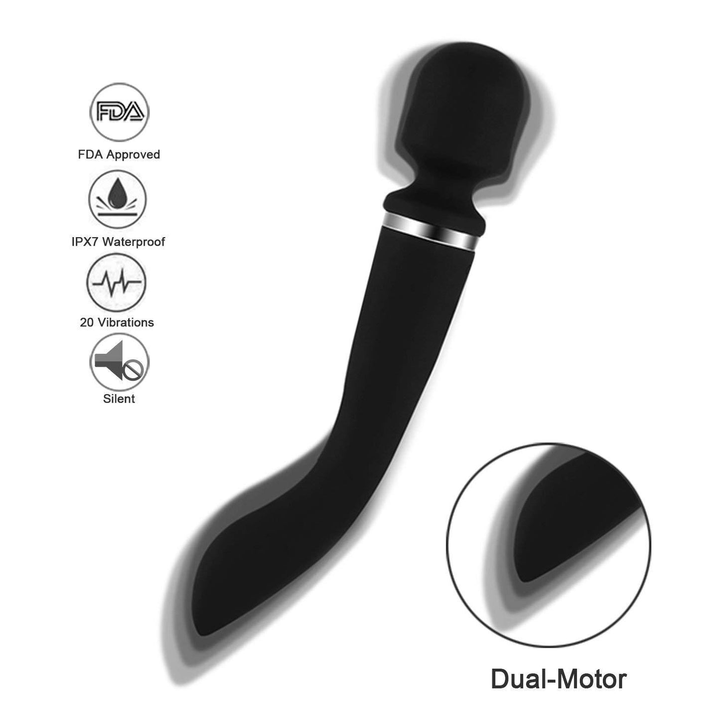 Vibromasseur 24,5 cm – Doppelseitiger Stab Vibro-Masseur ohne Filter mit 10 Modi für ultra-leistungsfähige Vitalität – Personaltherapeutischer Masseur – Wiederaufladbar über USB