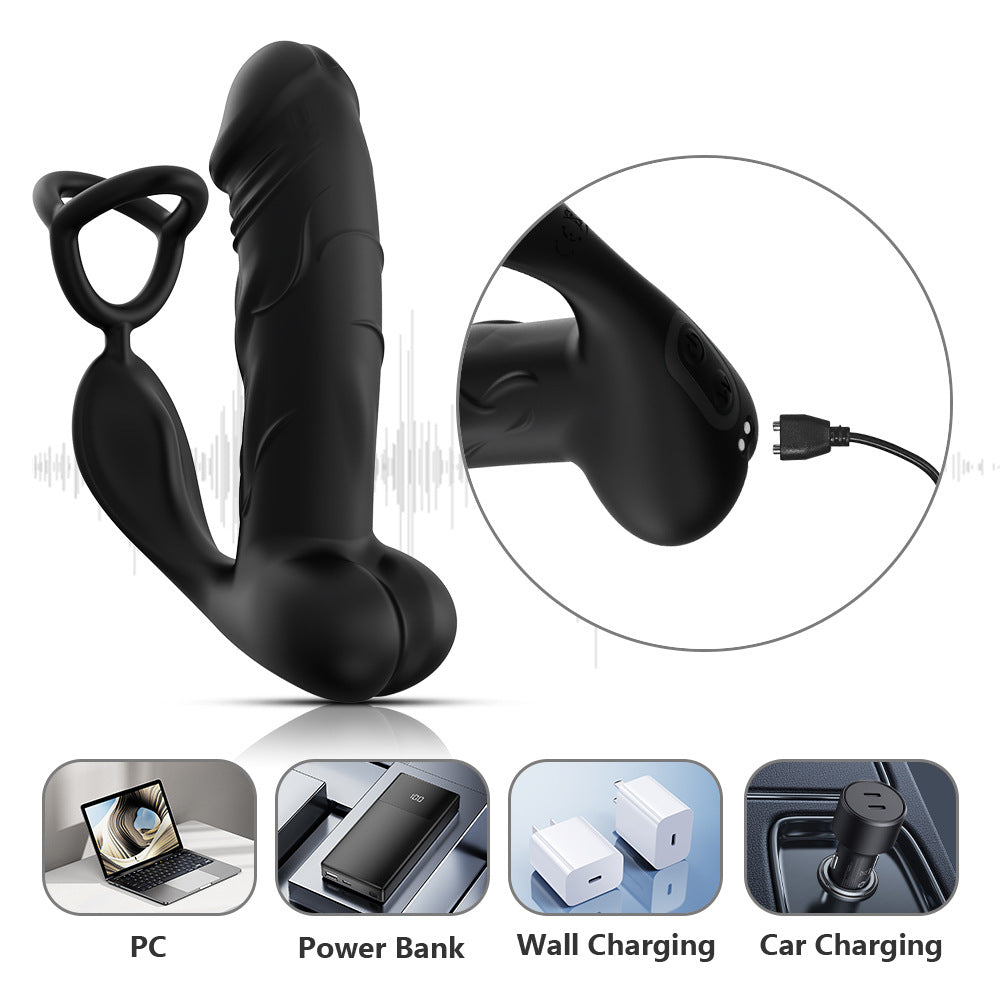 Swirling Perineum Prostate Massager & Cock Ring with Remote