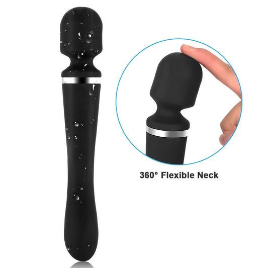 Vibromasseur 24,5 cm – Doppelseitiger Stab Vibro-Masseur ohne Filter mit 10 Modi für ultra-leistungsfähige Vitalität – Personaltherapeutischer Masseur – Wiederaufladbar über USB