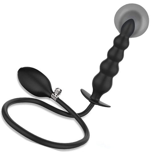 Inflatable Anal Beaded Plug - Black