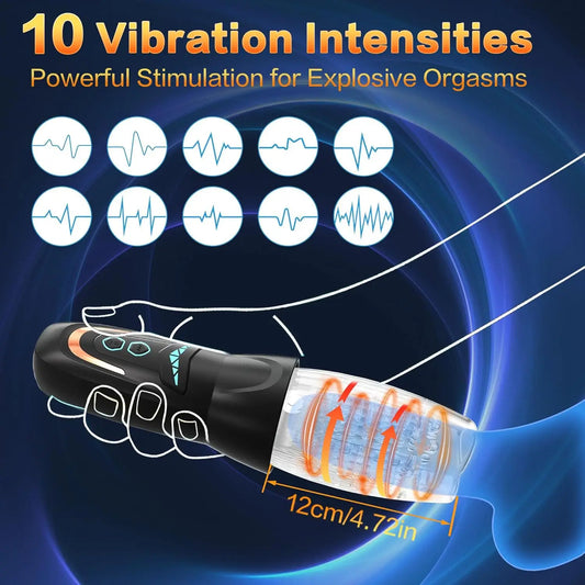 Masturbateur automatique pour homme, jouet sexuel, 5 poussées, rotations et 10 vibrations, machine électrique de poche pour adulte 