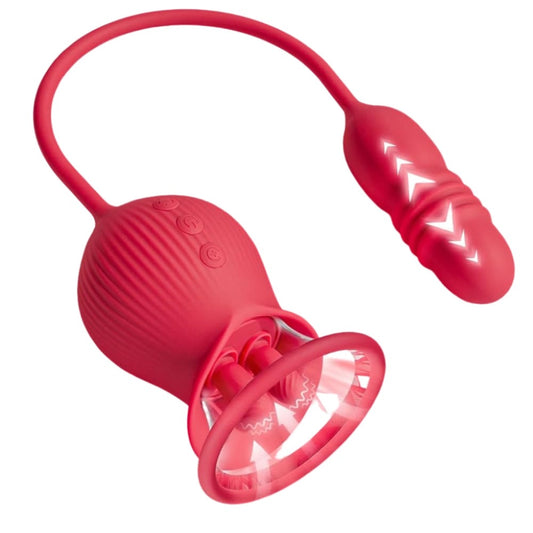 Rose Vibrating Massager and Clitoral Stimulator - 2-in-1 Vibrating Nipple Sucker for Women - G-Spot Vibrators - Erotic Sexual Toys for Couples